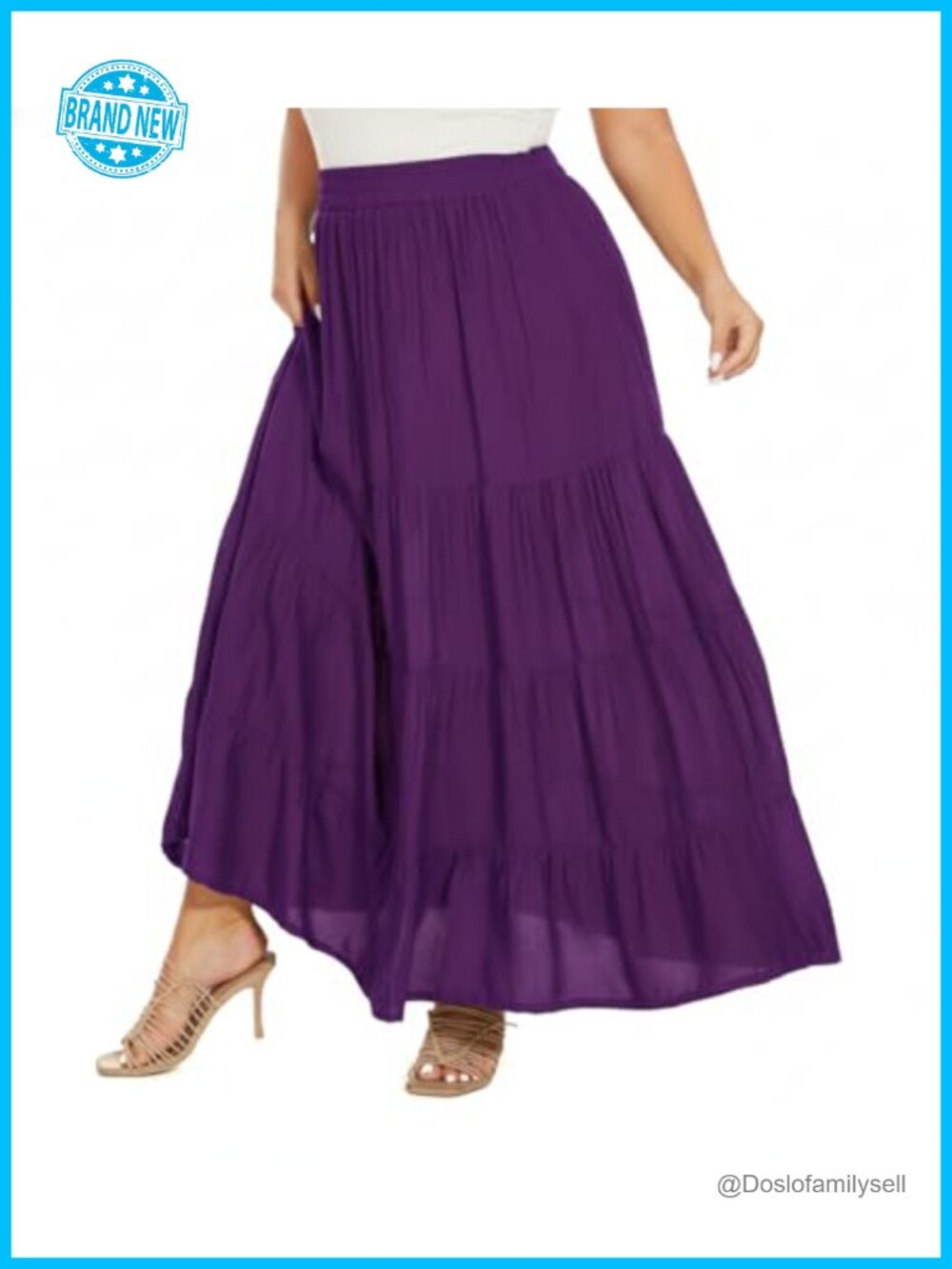 Women's Boho Tiered Maxi Skirt 100% Rayon Elastic Waist Renaissance Plus Size